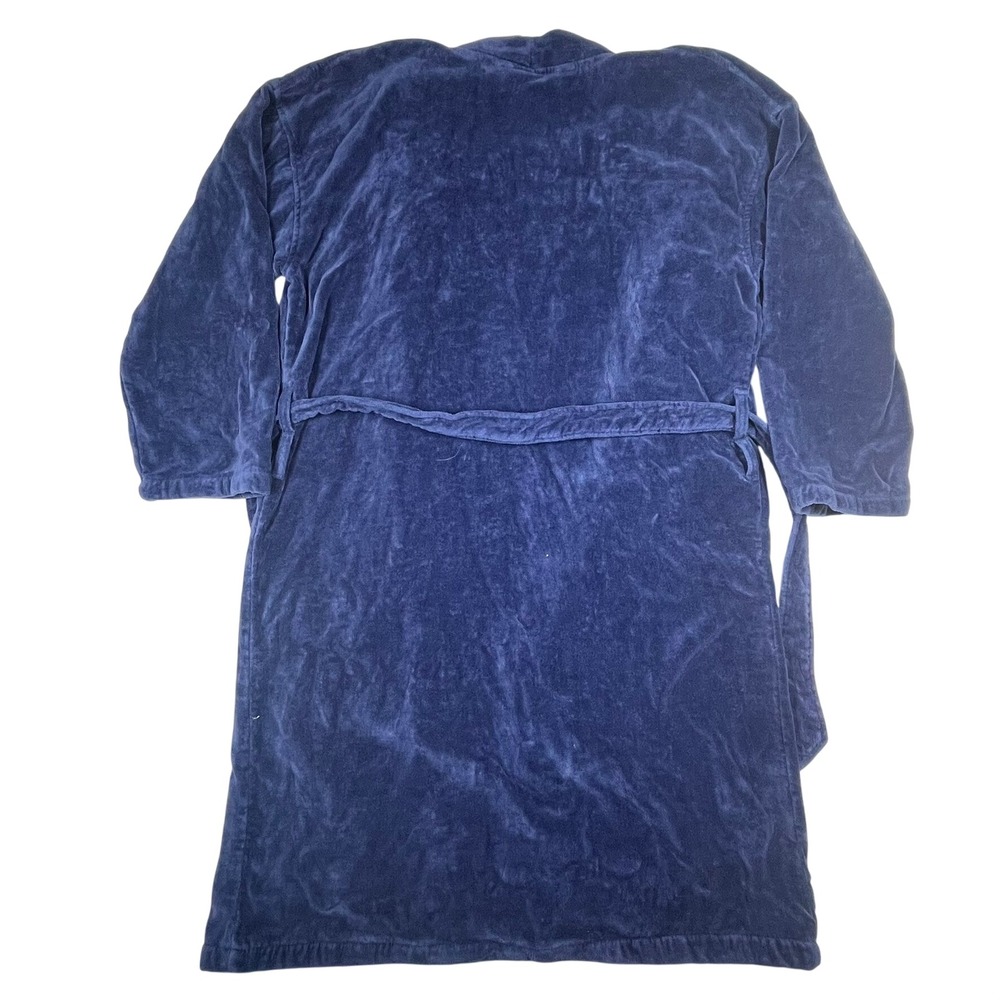 Polo Ralph Lauren Terry Cloth Belted Bathrobe Men's S/M Navy Blue Pony Logo - Picture 6 of 14